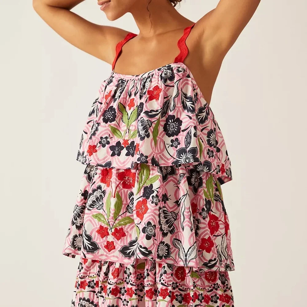 Anthropologie x Maeve Tiered Printed Mini Dress sz XL - Picture 4 of 4